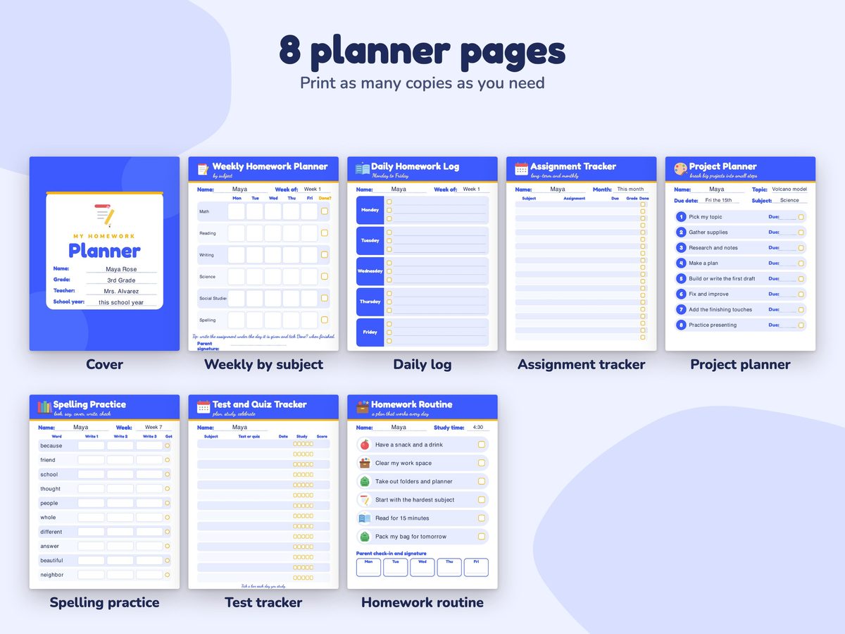 Homework Planner Printable for Students, image 3