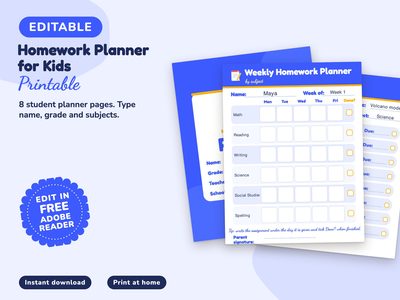 Homework Planner Printable for Students