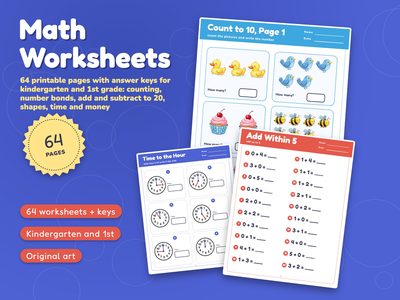 Kindergarten and First Grade Math Worksheets