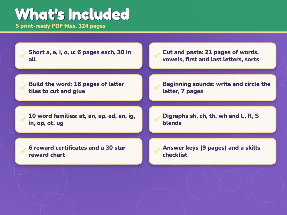 Phonics Worksheets Printable: 124 Pages, image 2