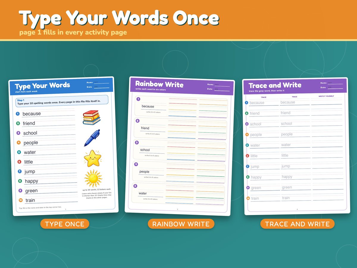 Editable Spelling Practice Worksheets for Grades 1 to 3, image 3